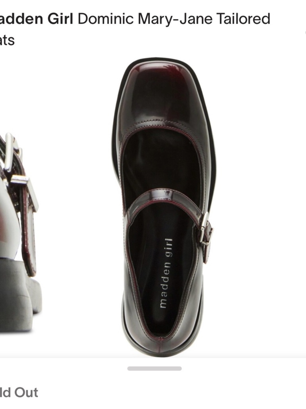 Madden Girl Burgundy Patent Mary‑Jane Loafers